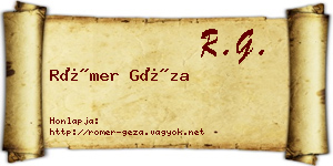 Römer Géza névjegykártya