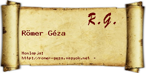 Römer Géza névjegykártya